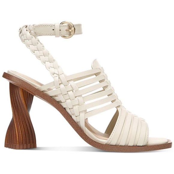 Sam Edelman Ivory Holland Leather Square-toe Huarache Heels Size 7 - Picture 13 of 14